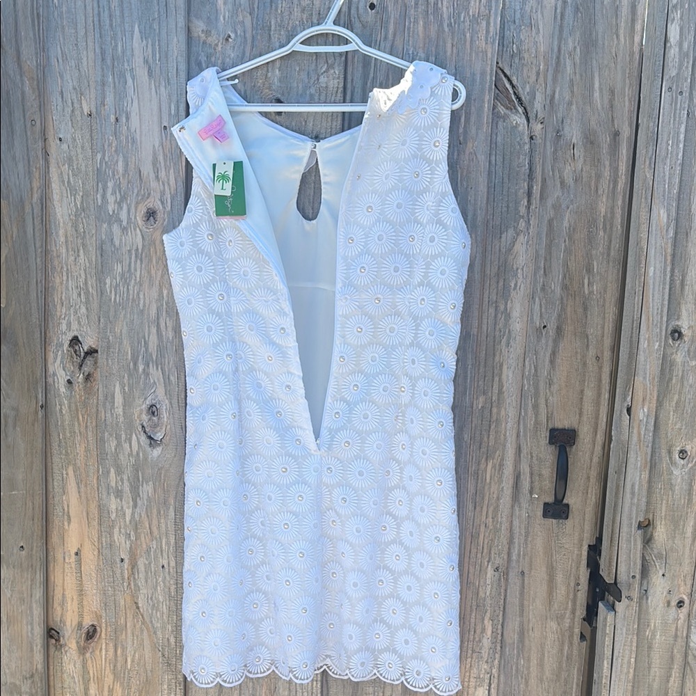 Lilly Pulitzer Nicci dress-14 Resort white-pinwheel organza - Picture 11 of 16